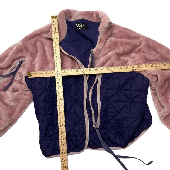 Ugg Vintage Pink & Purple combo Fur Fleece Puffer Jacket Size M - Picture 3 of 7